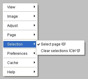 Select menu The select menu provides select page for selecting the current page and clear selections for clearing all currently selected pages.