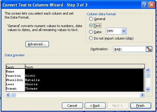 Step 3 You can now set the data format that your column contains or decide not to import columns.