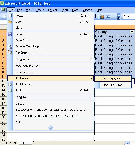 Printing the Worksheet Before clicking on the Print icon you need to set the print area of the