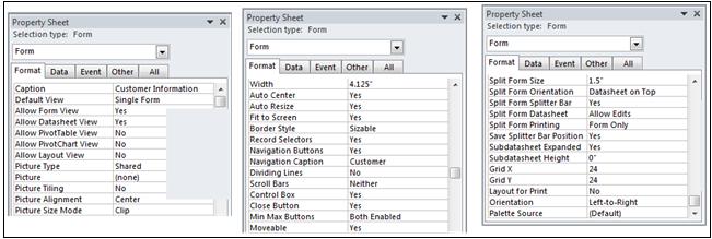 17.1 FORM FORMAT PROPERTIES 211 The form s format properties mainly determine the form s appearance and the specific form window features.