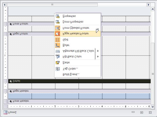 16.1 OVERVIEW OF FORMS 202 To turn on or off these sections, right-click in the form to display the short-cut menu.