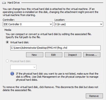 Hyper-V deployment example 22 1. In the Settings page, select IDE Controller 0 from the Hardware menu. 2. Select the type of drive that you want to attach to the controller, then click Add.