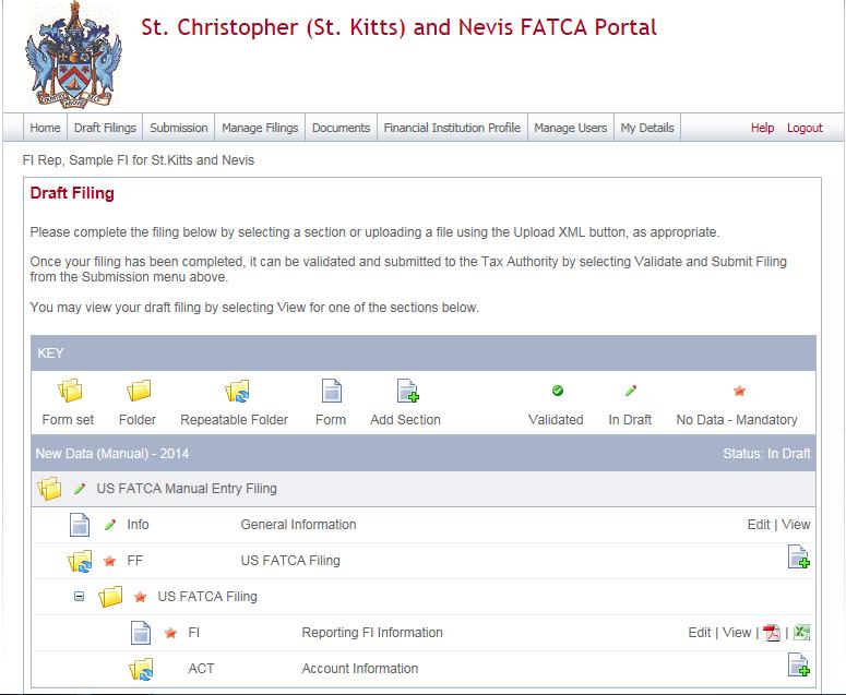6. Expand the US FATCA Folder and select the Edit link