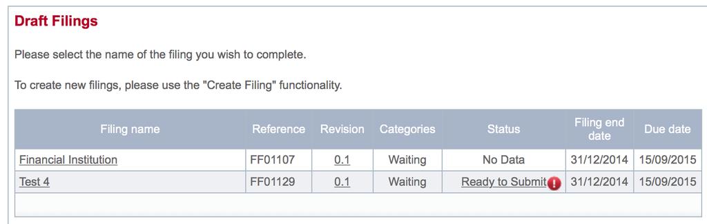 3.6 Reviewing and correcting validation issues If there are validation issues with your filing, you can view the details in order to determine any corrections that need to be made. 1.
