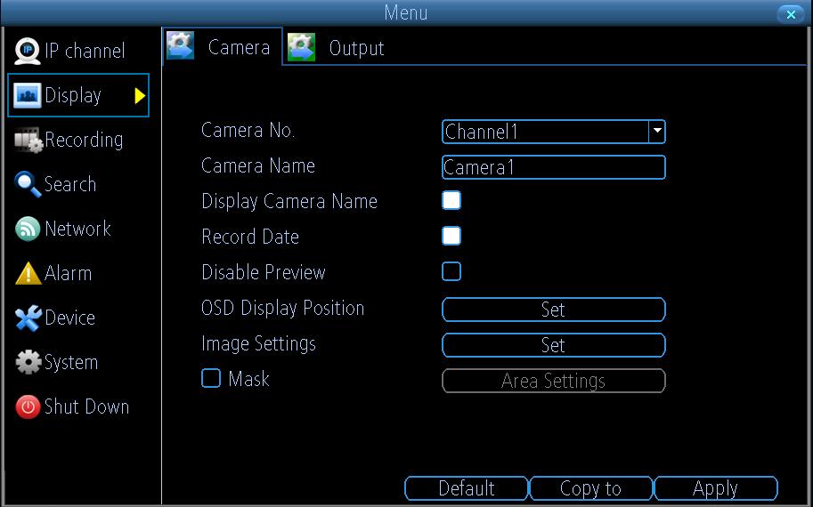 5 DISPLAY SETTINGS 5.1. Camera Settings Camera menu is where you can make adjustments to how the DVR displays the feed coming from your cameras.