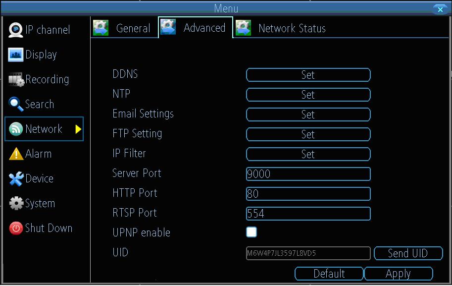 8.2 Configuring Advanced Settings 1. DDNS: The place to configure the DVR to automatically update a dynamic DNS service.