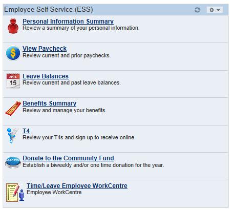 Click the Homepage drop down to access your Employee Self Service Homepage.