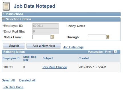 created but they can now also delete a note that they have created. Go to Job Data and select the Notepad icon.
