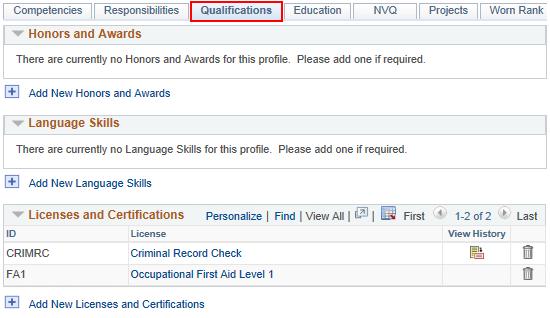 You can quickly access Licenses and Certifications from the Navigation Collection