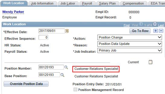 Note: The job row will not be automatically inserted if it s historical or if Position Data Override is on. Enter manually. Payroll Administration 9.2 9.