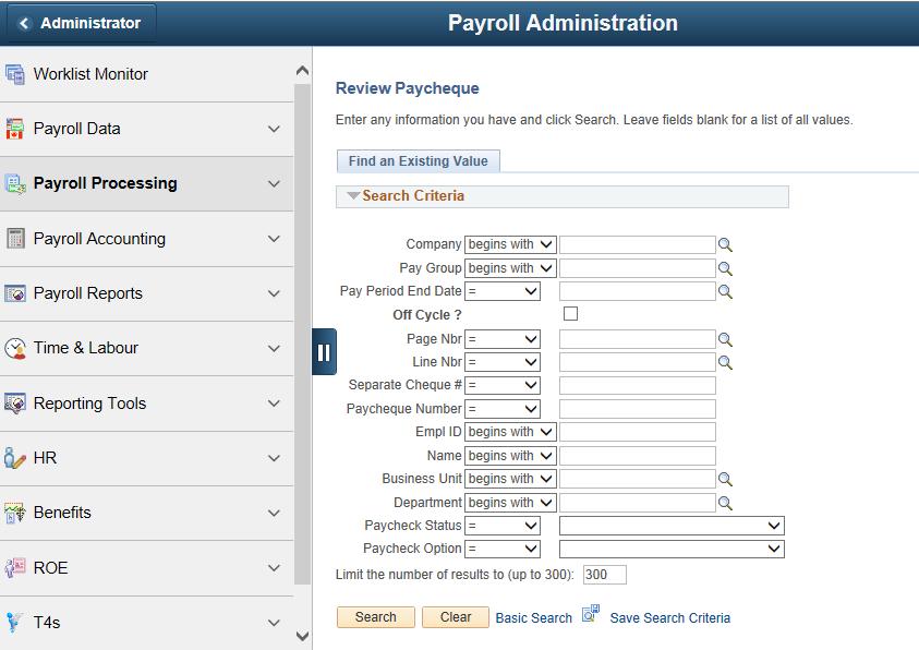 This tile displays a Navigation Collection Page that contains links to the areas within PeopleSoft that are the most frequently used by a Payroll Administrator.