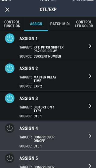 CTL/EXP Screen (ASSIGN) 9 Shows information about the assigned SOURCE and TARGET.