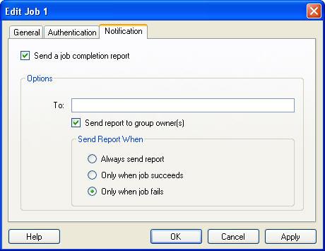 User Manual i. Select the Send a job completion report check box. This makes the Options section available to modify the notification settings. ii.
