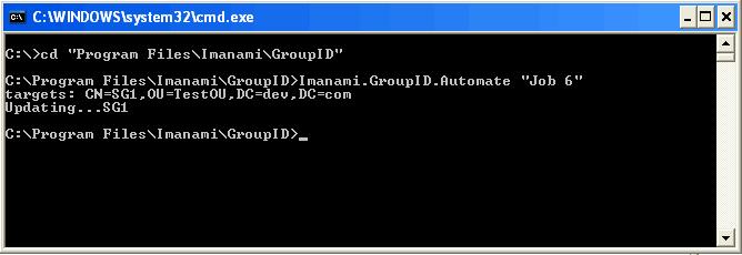 Part 3 - Automate Automate command-line utility is available in the installation directory for GroupID by the name Imanami.GroupID.Automate.exe. To run a job using this command-line utility: 1.
