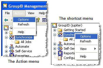 User Manual Settings that are specific to Synchronize, Automate and Self-Service modules are available from the Options dialog box.