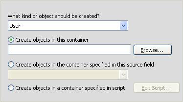 User Manual Create objects in a container specified in script, to provide a custom logic through a script for Synchronize to determine the container in which it should create the new objects.