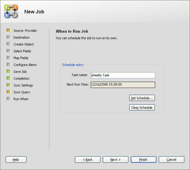 User Manual Figure - When to Run Job page. On this page: i. In the Task name box, type a name for this scheduled task. ii. iii. iv.