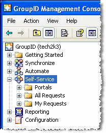User Manual Self-Service in GroupID In GroupID Management Console, Self-Service node is shown below Automate.