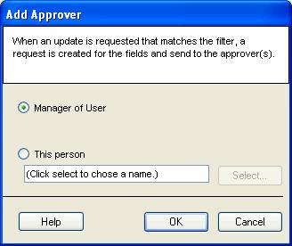 User Manual Figure - The Add Approver dialog box viii. Click OK to close the Workflow Route dialog box. 5. On the toolbar, click Save.