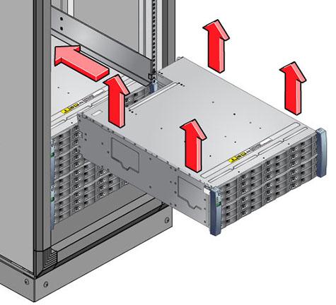 Install the Oracle Database Appliance X5-2 DE2-24C Storage Shelf Into a Rack 7.