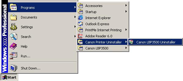 [Canon Printer Uninstaller] is added to [Programs] under the [Start] menu. 1 Display the [Printers and Faxes] folder or the [Printers] folder.