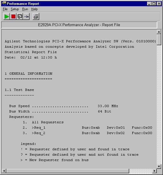 Running a Sample PCI-X Performance Optimizer Session Determining the Requester ID Number If you need to know the bus, device and function number of a particular requester, use the Performance Report.