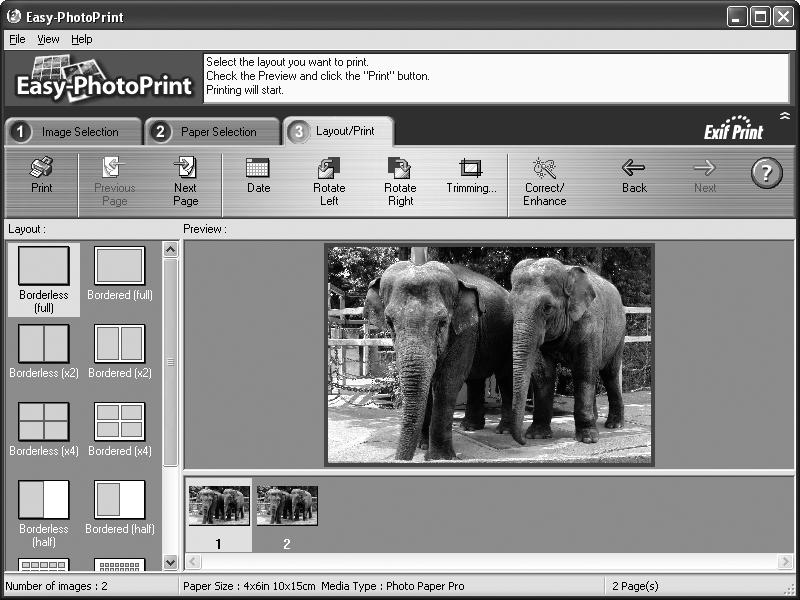 Note Clicking the Correct/Enhance button on the Layout/Print tab allows you to edit and enhance the photos to be printed.