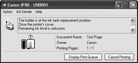 Troubleshooting Problem Possible Cause Try This Failure to reset ink counter when installing new ink tank Low Ink Warning Accompanied by Ink Tank Icon With a '?