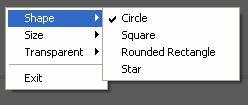 To adjust the shape of the Spotlight Tool: 1. Click Spotlight Menu. 2. Select Shape in the menu to see a list of possible spotlight shapes. 3. Choose the new shape.