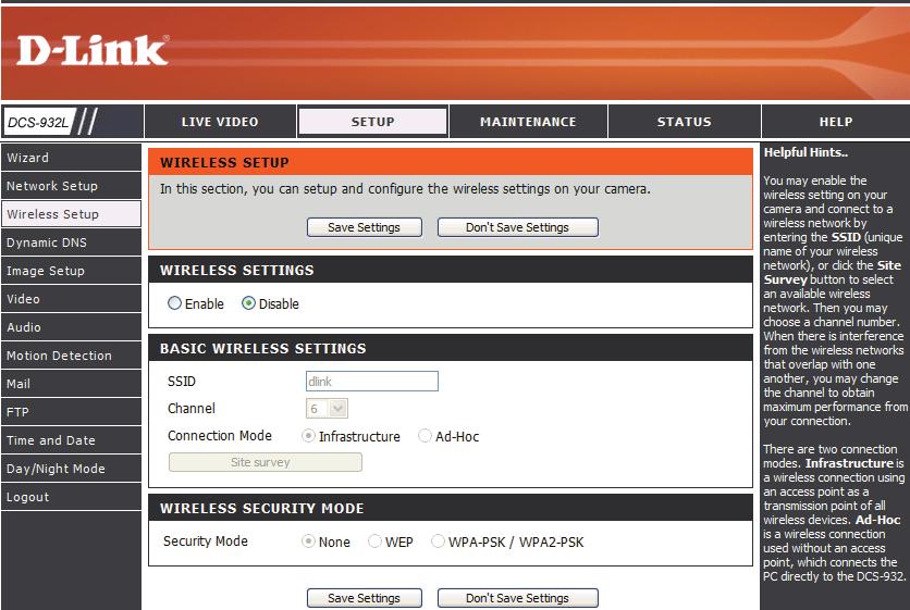 Section 4 - Web Configuration Wireless This section allows you to setup and configure the wireless settings on your camera. SSID: Service Set Identifier, an identifier for your wireless network.