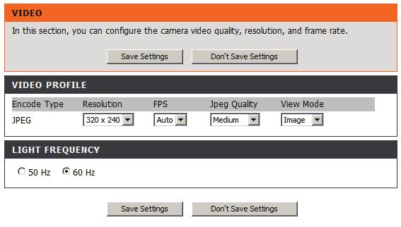 Section 4 - Web Configuration This section allows you to configure the video settings for your camera.