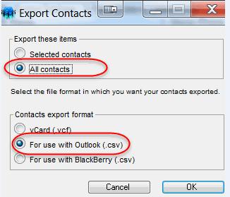 Please specify where a contact file Contacts.