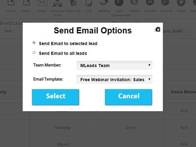 Page 34 of 72 Send Email to Leads Instant bulk personalized email follow-ups using
