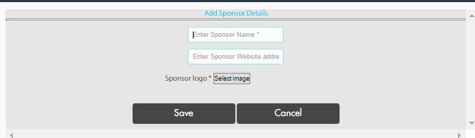 Page 55 of 72 Event Sponsors Now you will be able to quickly upload sponsorship logo, website details and
