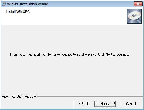 7. In the Install WinSPC prompt,