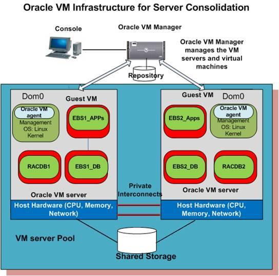 Oracle VM: Architecture and Components VM Server Pool: an autonomous region of VM servers.
