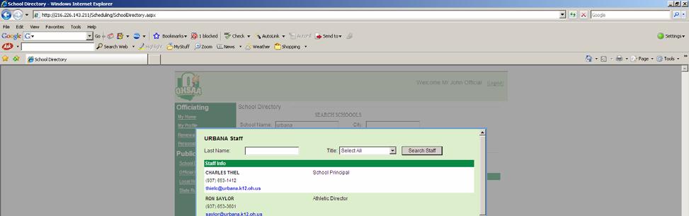 13. School Directory View Staff You can either enter a last name or title, or you can enter