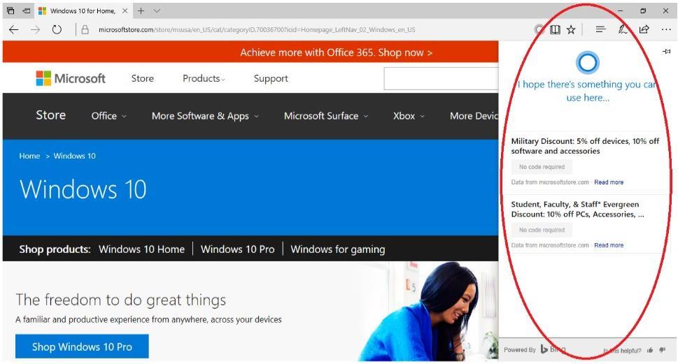 Page 4 Getting the most out of Microsoft Edge Selecting Cortana the details pane.