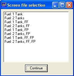 Engine type selection menu when editing default engine screens. Entries shown are listed from type 1 to 5.