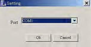 The following screen appears. 1.3 Setting the serial port Version information display (displayed three seconds) Figure 2 Start-up Display 1. Select Setting-Serial port from the menu bar. 2. Select the port (COM 1 to COM 9) which has been connected to the PC.