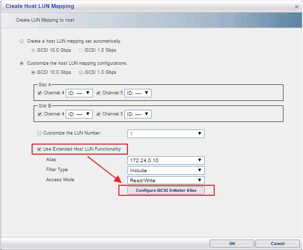 Step 12: Go back to Host LUN mapping and select Use Extended Host LUN Functionality.