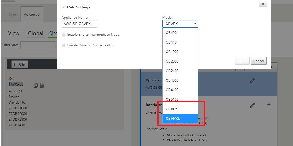 i) Save the new configuration on SD-WAN Center, and use the export to the Change Management inbox option to push the configuration using Change Management.