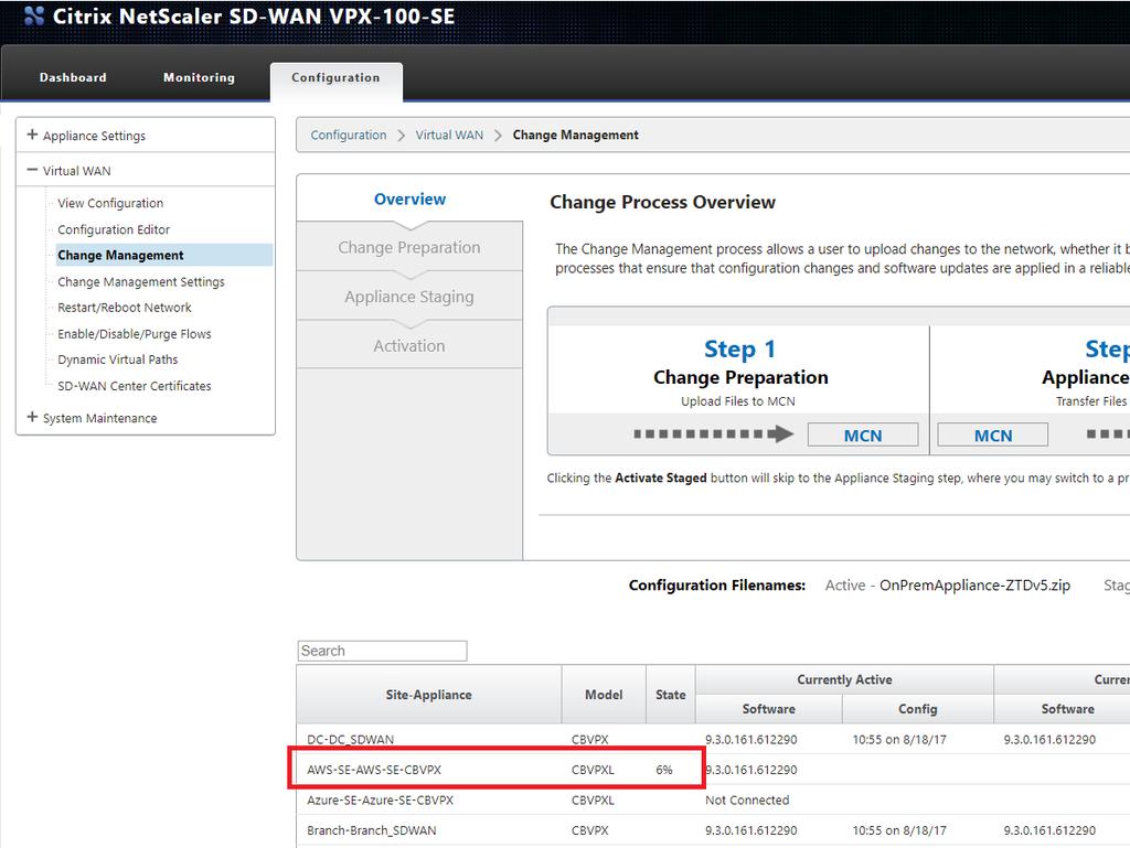 j) The SD-WAN Administrator can monitor the head-end MCN web management page for the established Virtual Paths of the newly added cloud