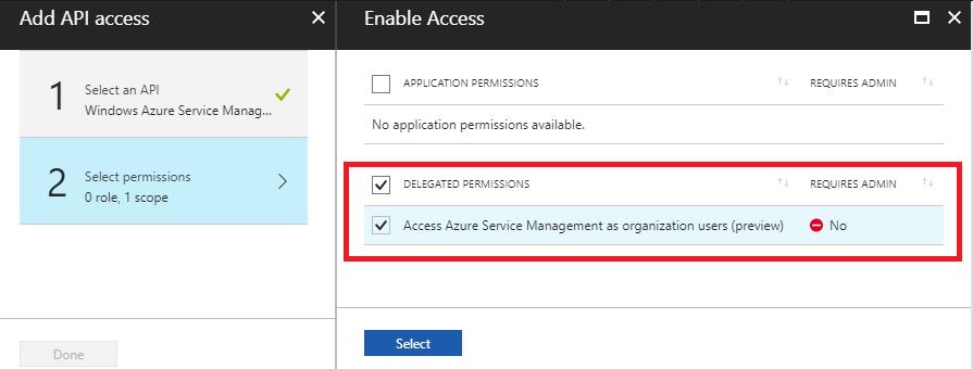 7. Enable Delegate Permissions to provision instances, then click