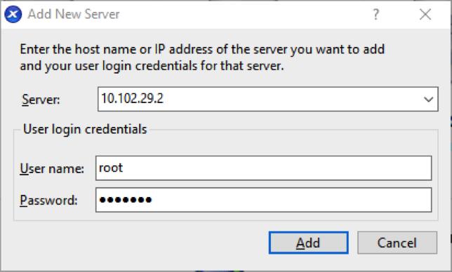 4. Click Add. The new server's IP address appears in the left pane.