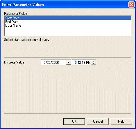 Configuring Enhanced Reporting Figure 3.13: Enter Parameter Values Dialog Box Table 3.