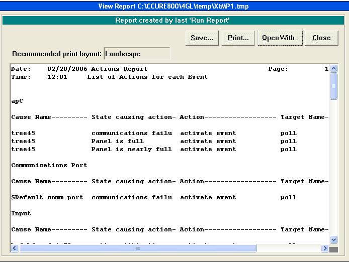 Miscellaneous Reports Figure 1.24: View Report Dialog Box with an Actions Report 4.