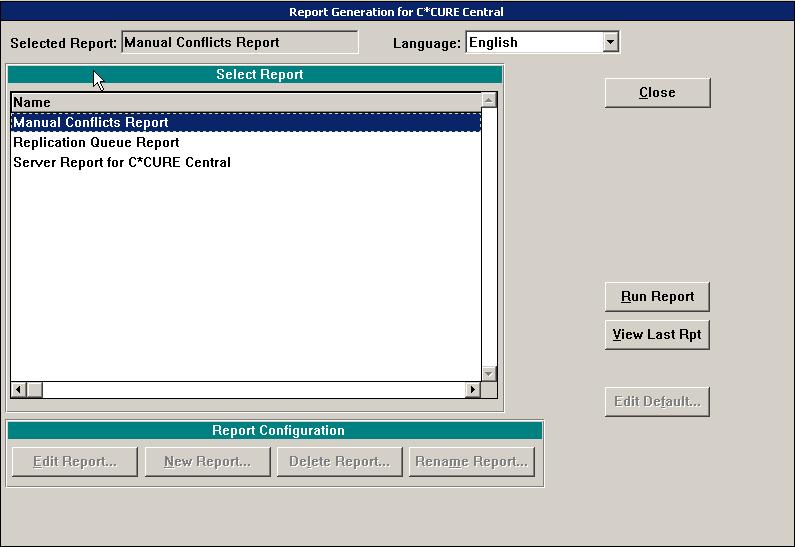 C CURE CCURE Central Reports To generate one of the C CURE Central reports 1. Select C CURE Central from the Report menu. The Report Generation for C CURE Central Reports dialog box appears. Figure 1.
