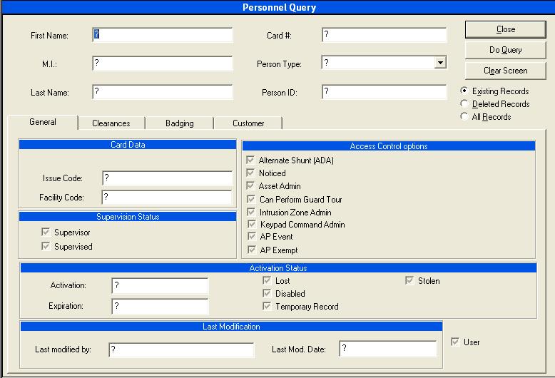 Options for Journal Activity and Audit Reports Figure 2.10: Personnel Query Dialog Box Note: Your personnel view determines the layout of the Personnel Query dialog box.