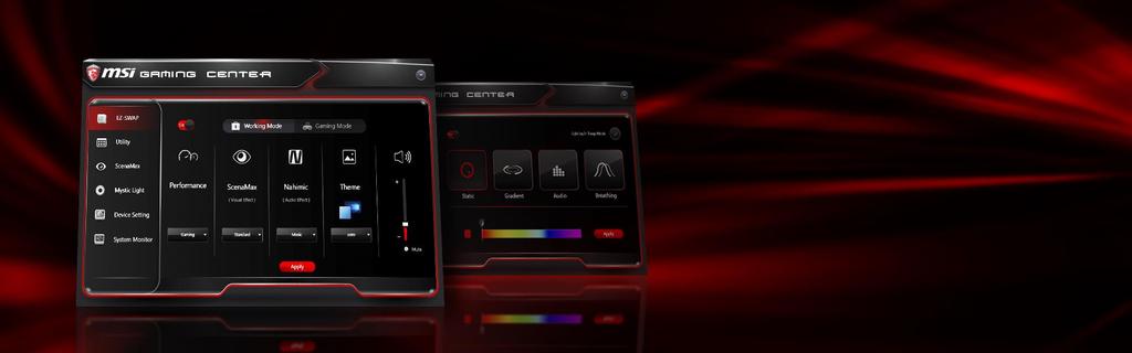 MSI Gaming Center User-friendly application, you can adjust most of